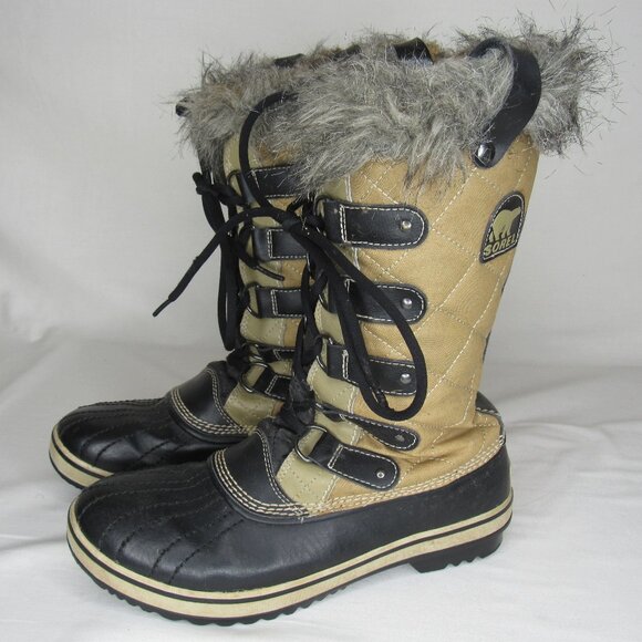 Sorel TOFINO Black Tan Waterproof Insulated Snow Winter Boot Women's 8 - Picture 1 of 8